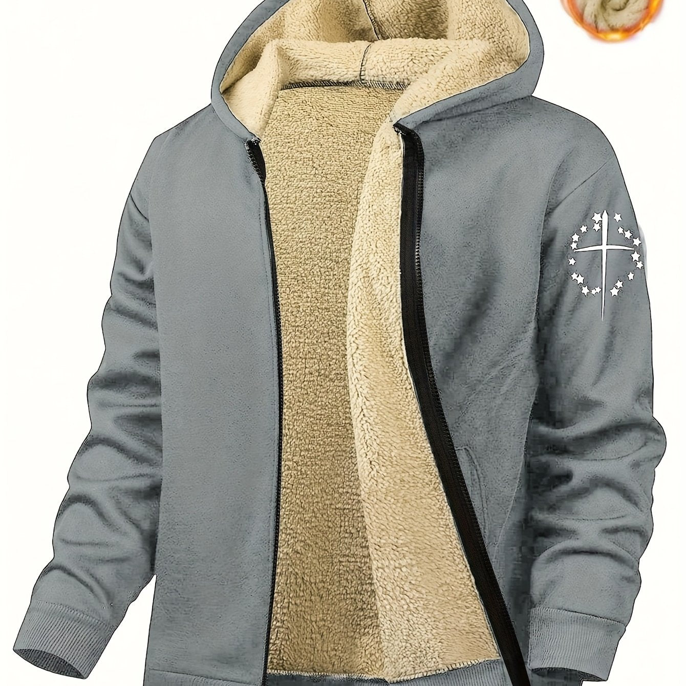 Men's Casual Print Fleece Jacket by Whiskers Workouts Wears
