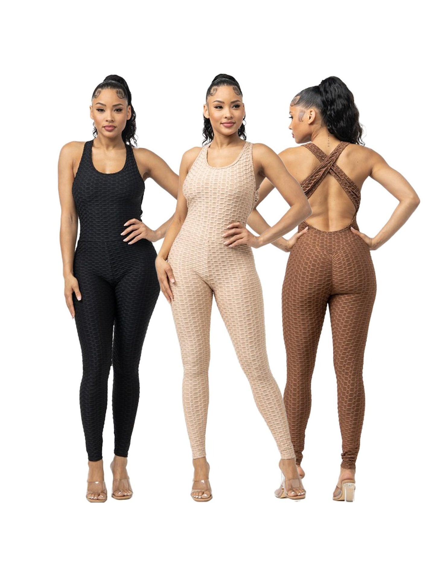 Women's Textured Scrunch Jumpsuit Set by Brand Name
