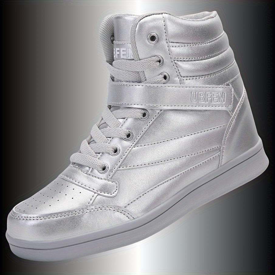 Retro High Top Sneakers With Hidden Wedge Heel Comfort