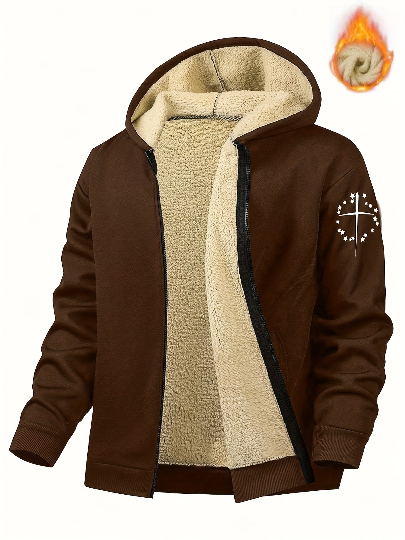 Men's Casual Print Fleece Jacket by Whiskers Workouts Wears