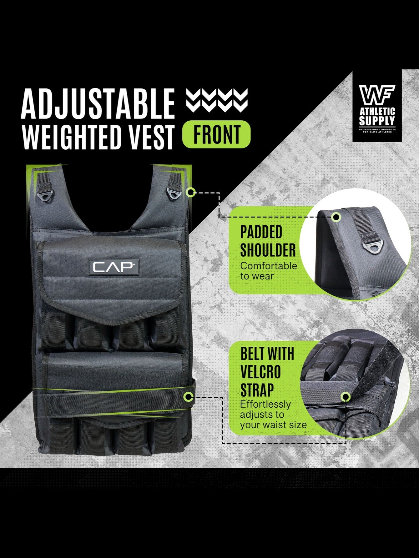 CapHaus Adjustable Weighted Vest for Strength Training and Running