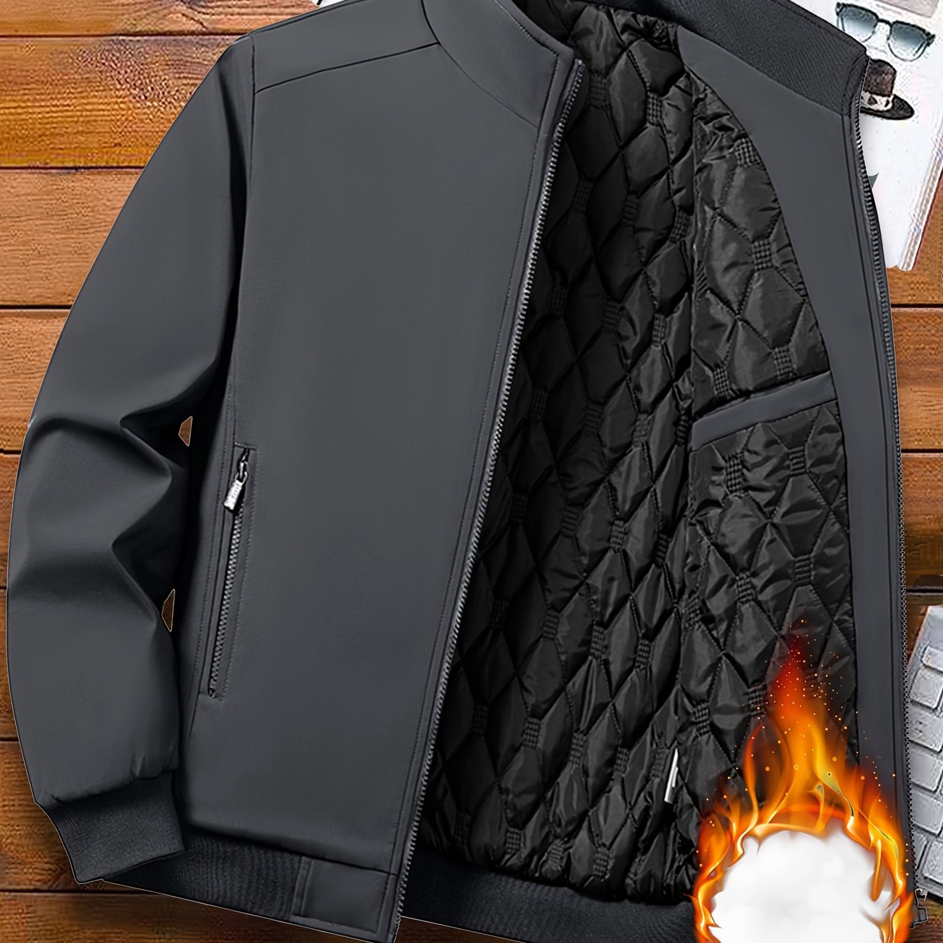 Whiskers Workouts Wears Warm Quilted Men's Windbreaker Jacket
