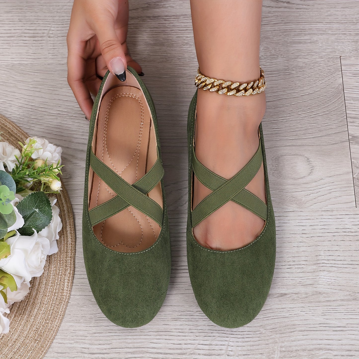 Ultra Comfortable Crisscross Ballet Flats Slip On Shoes