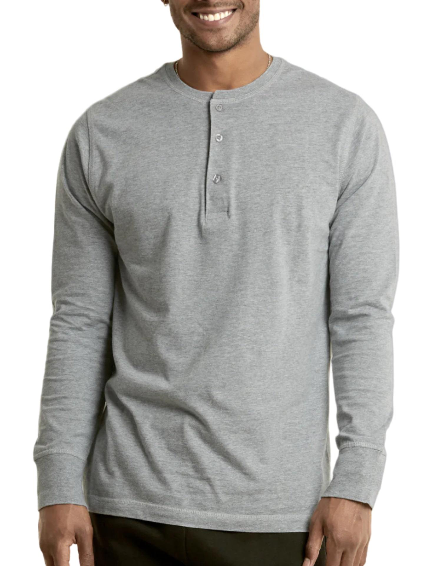 Mangodeal 2 Pack Mens Henley Long Sleeve Cotton Shirts