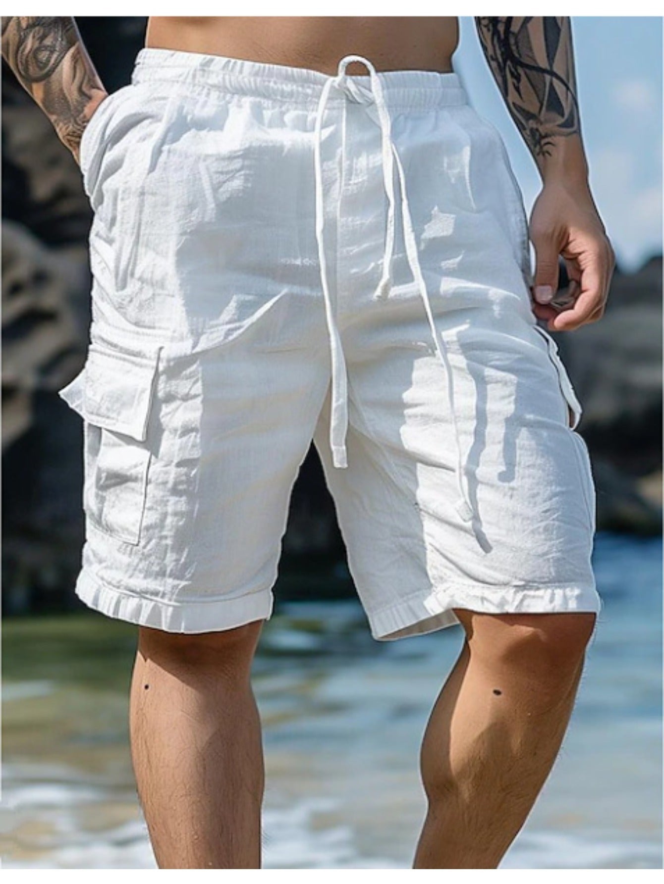 Men's Lightweight Cotton Beach Casual Shorts by Brand