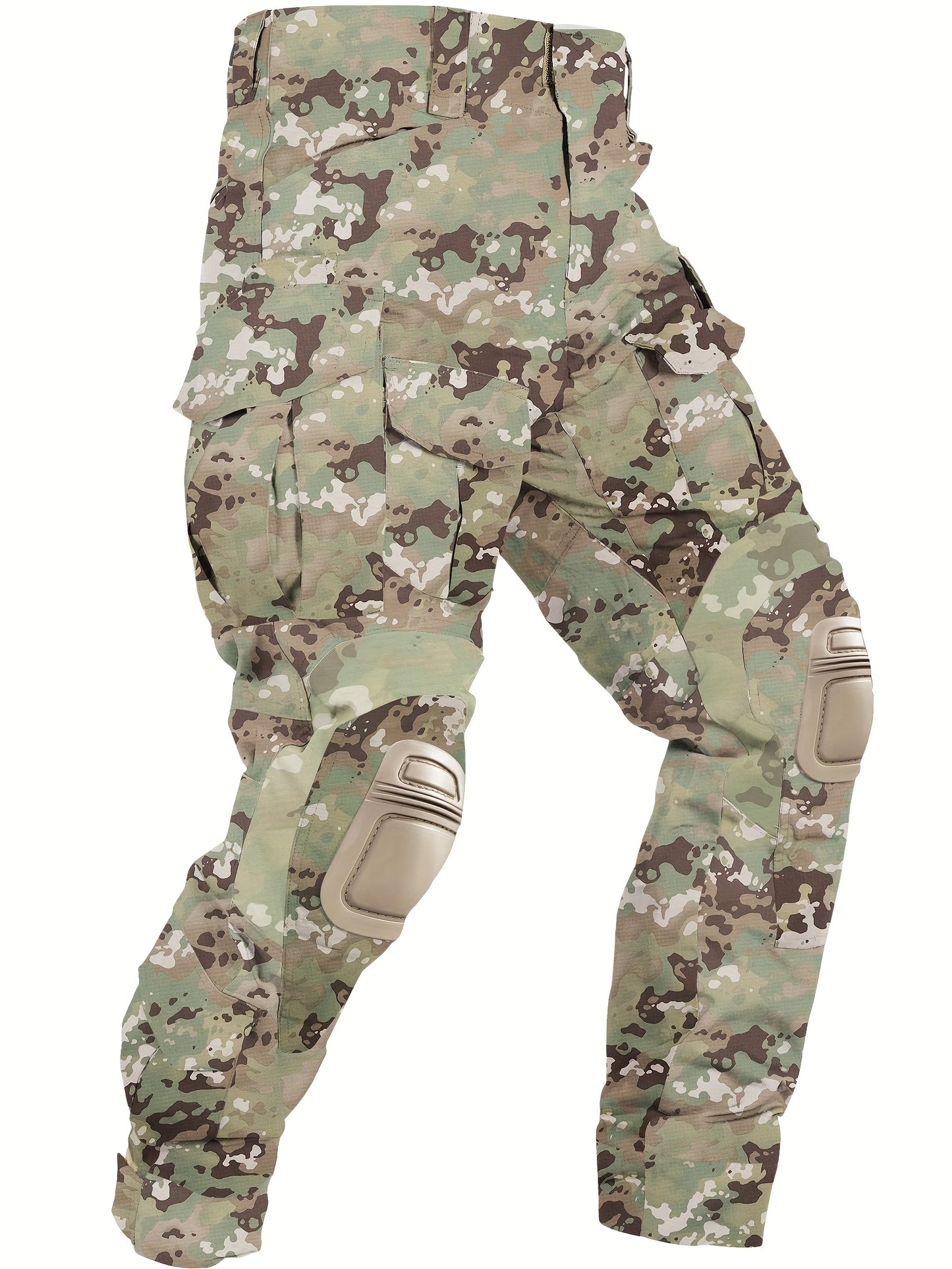 Mens Camo Tactical Cargo Pants With Removable Knee Pads