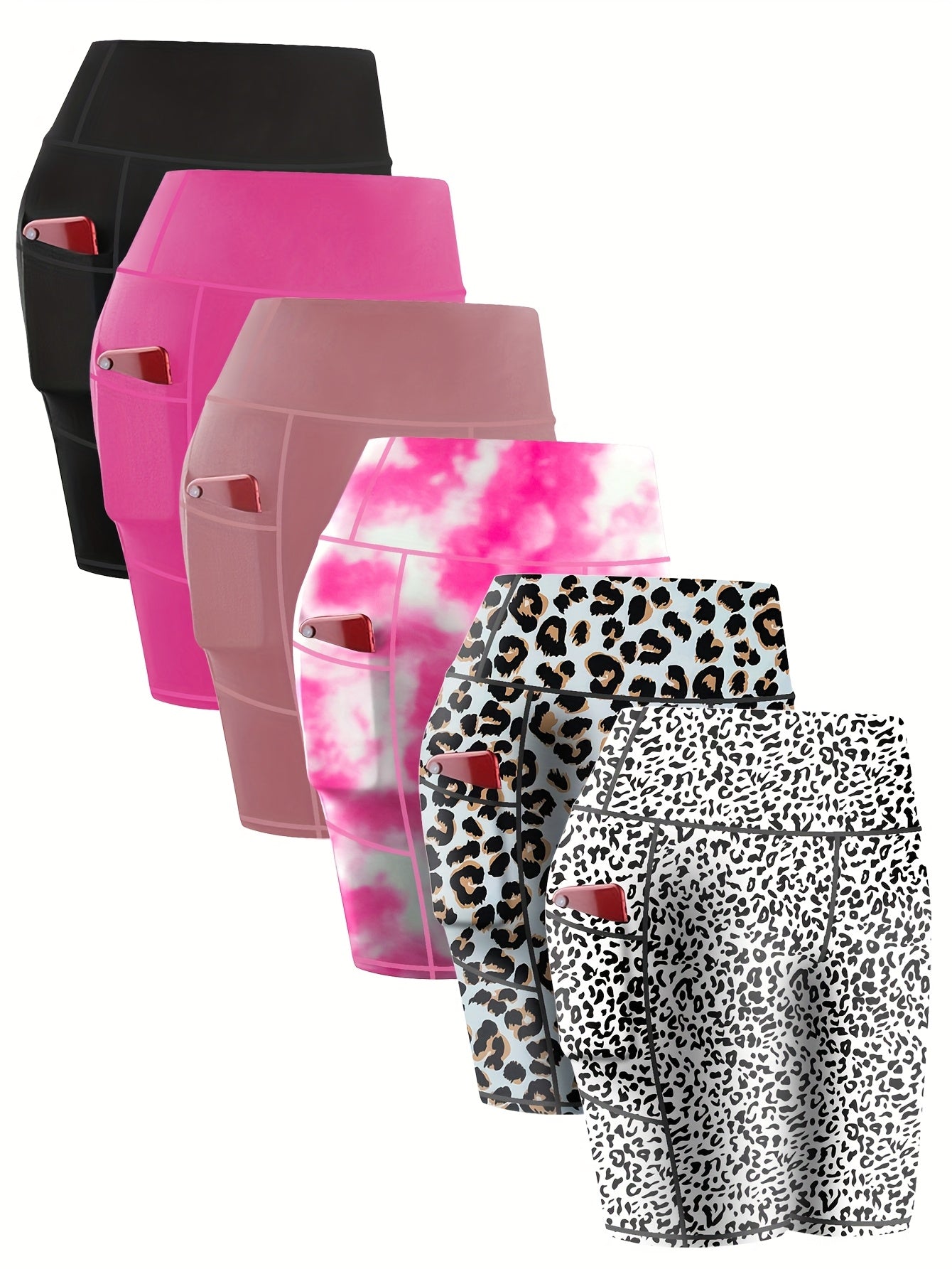 High Stretch Yoga Shorts 6 Pack by Brand Name
