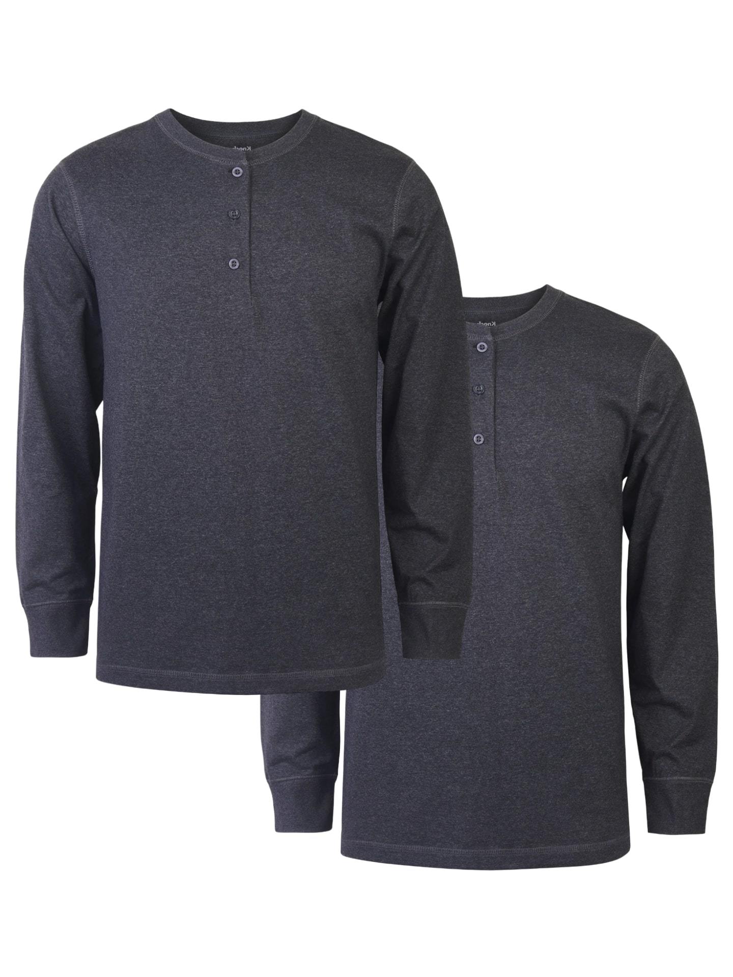 Mangodeal 2 Pack Mens Henley Long Sleeve Cotton Shirts