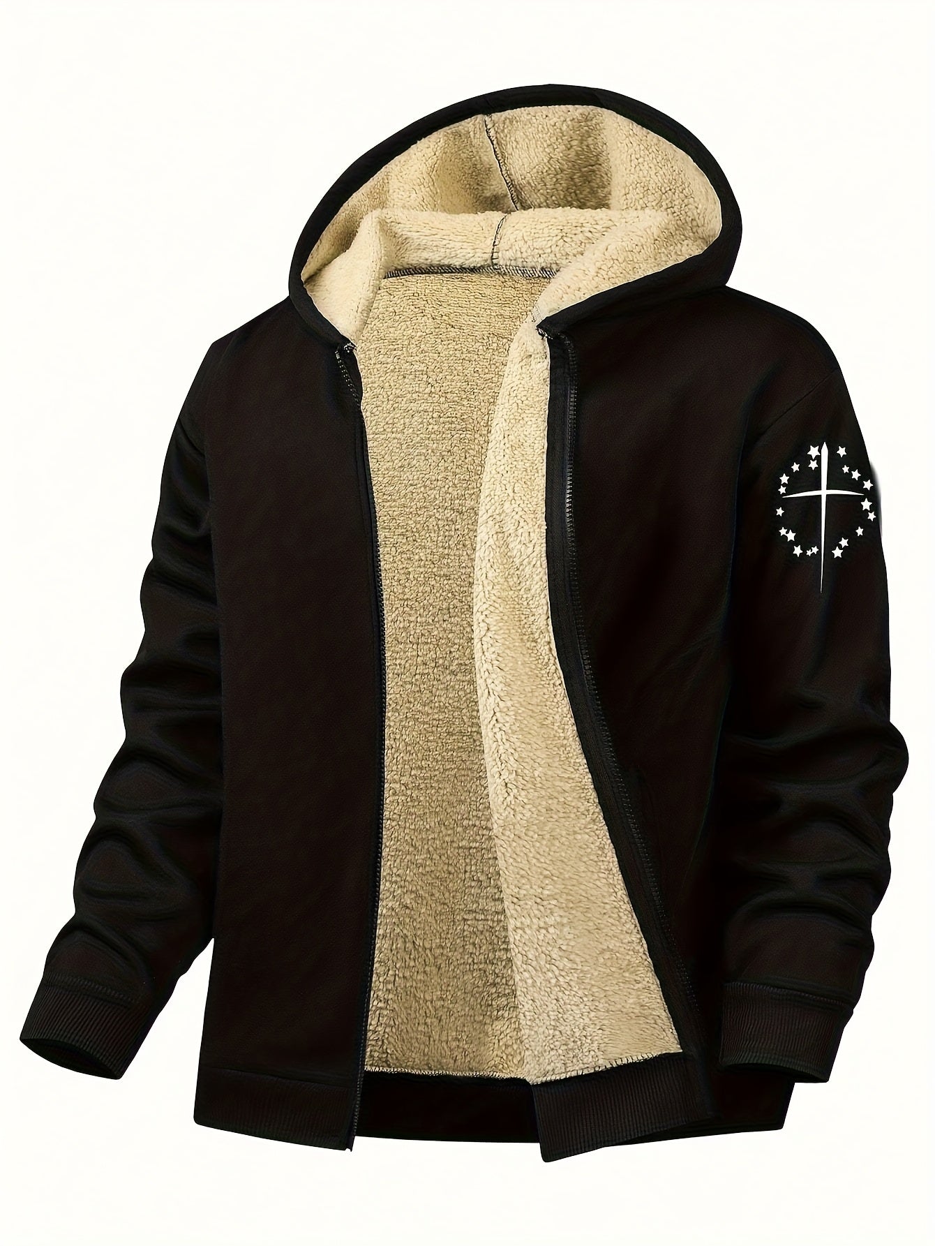 Men's Casual Print Fleece Jacket by Whiskers Workouts Wears