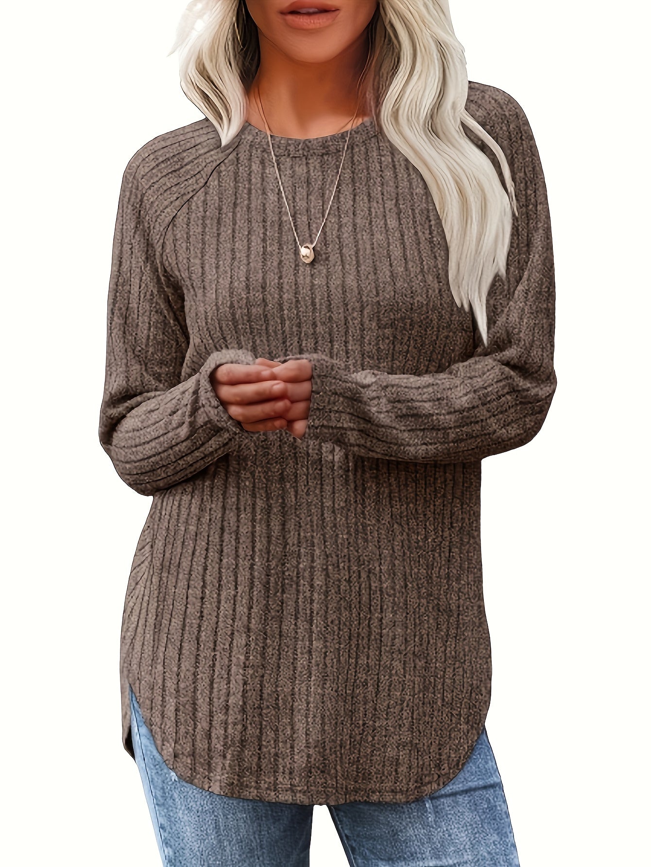 Women 3 Piece Sweater Set Casual Knit Round Neck Tee