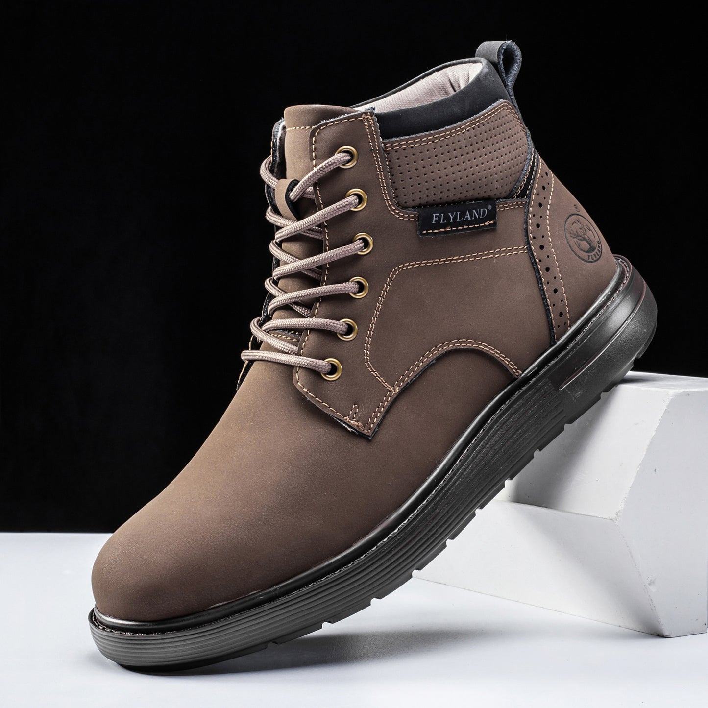 Flyland Mens Chukka Boots Vintage Genuine Leather Office