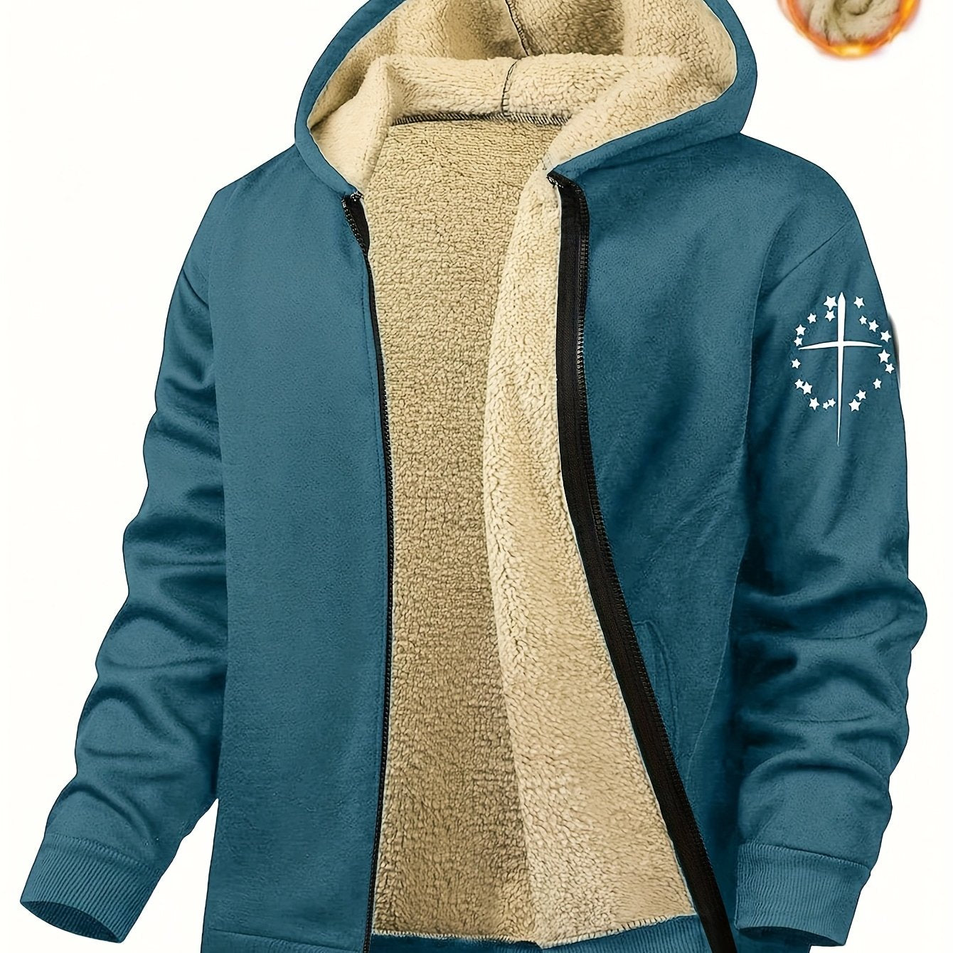 Men's Casual Print Fleece Jacket by Whiskers Workouts Wears