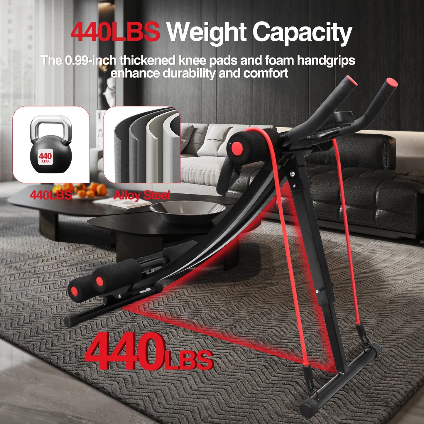Single Track Fitness Ab Machine with Adjustable Height