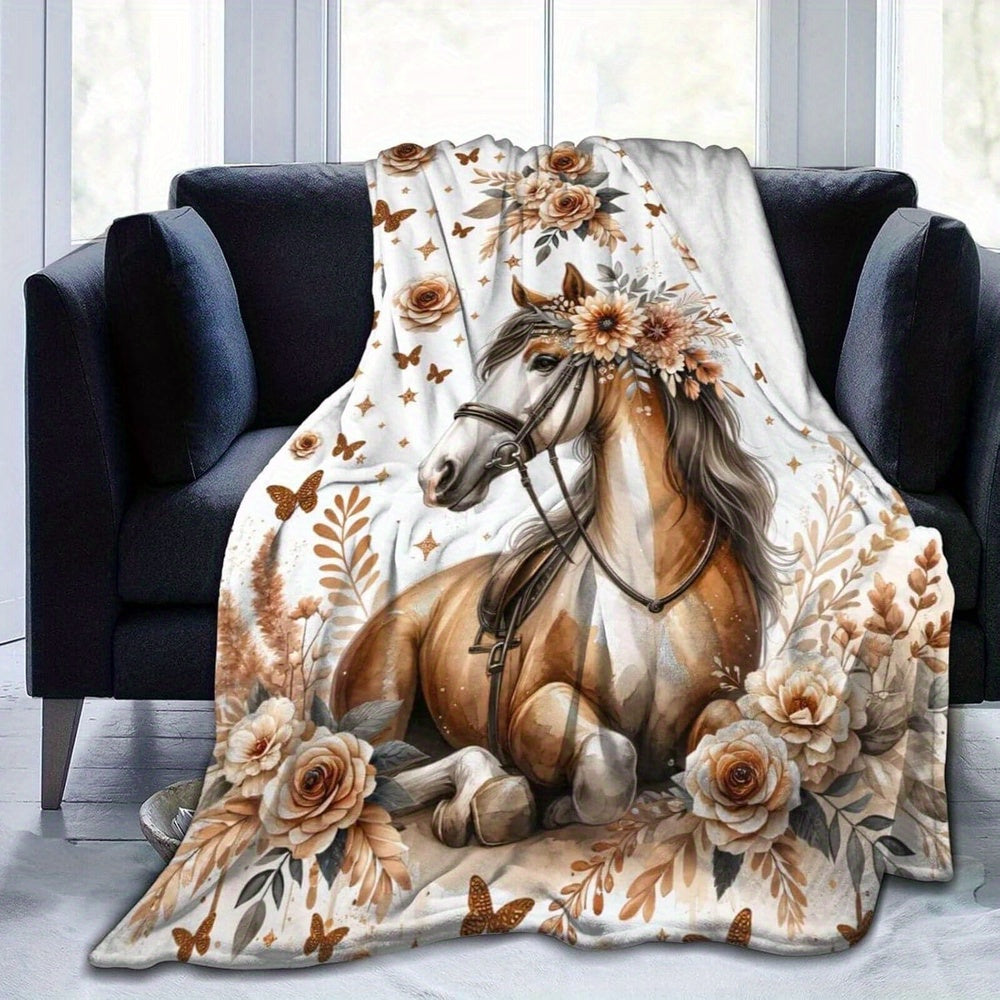 Horse Flannel Throw Blanket by Cool Horse Design