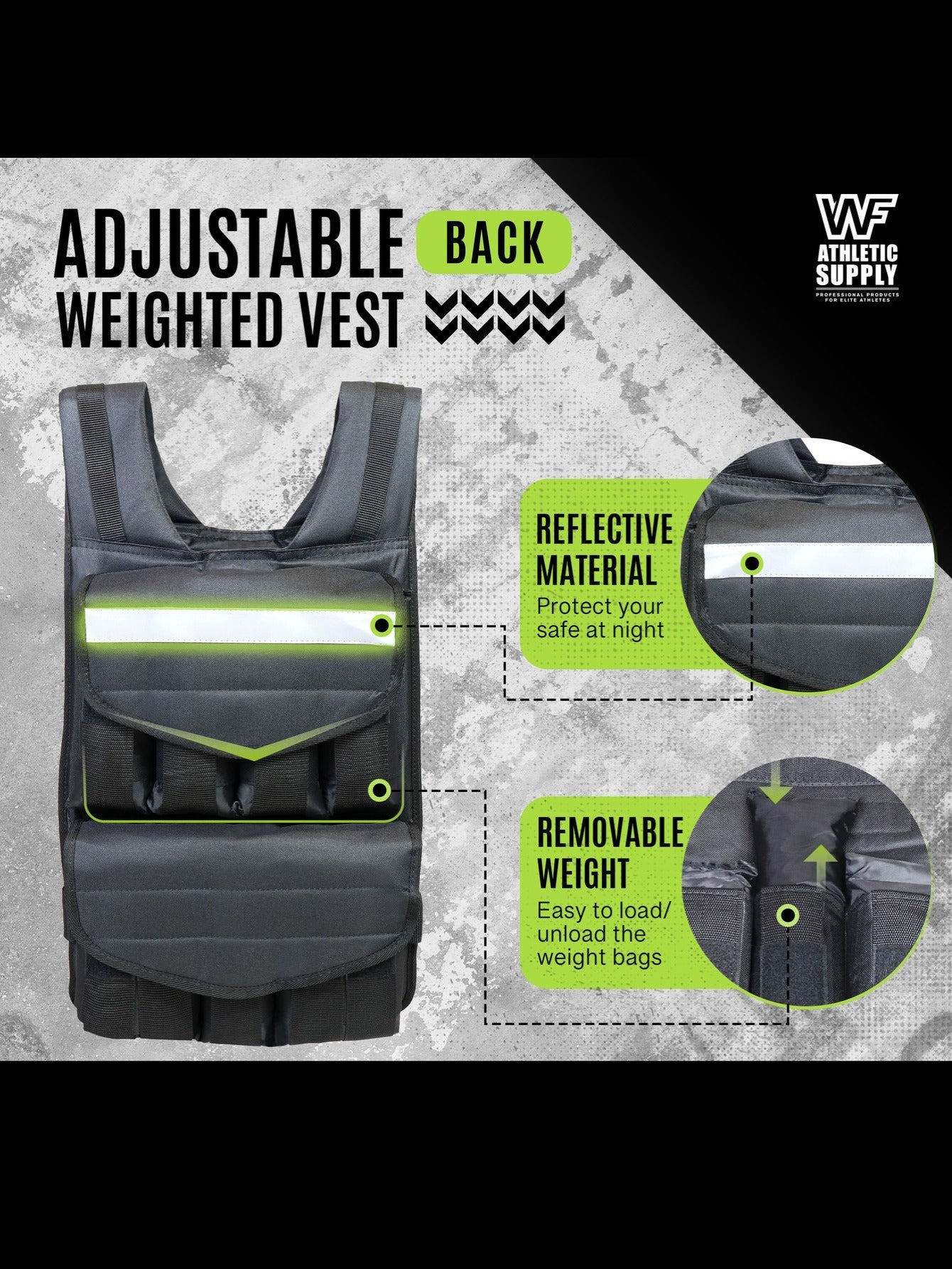 CapHaus Adjustable Weighted Vest for Strength Training and Running