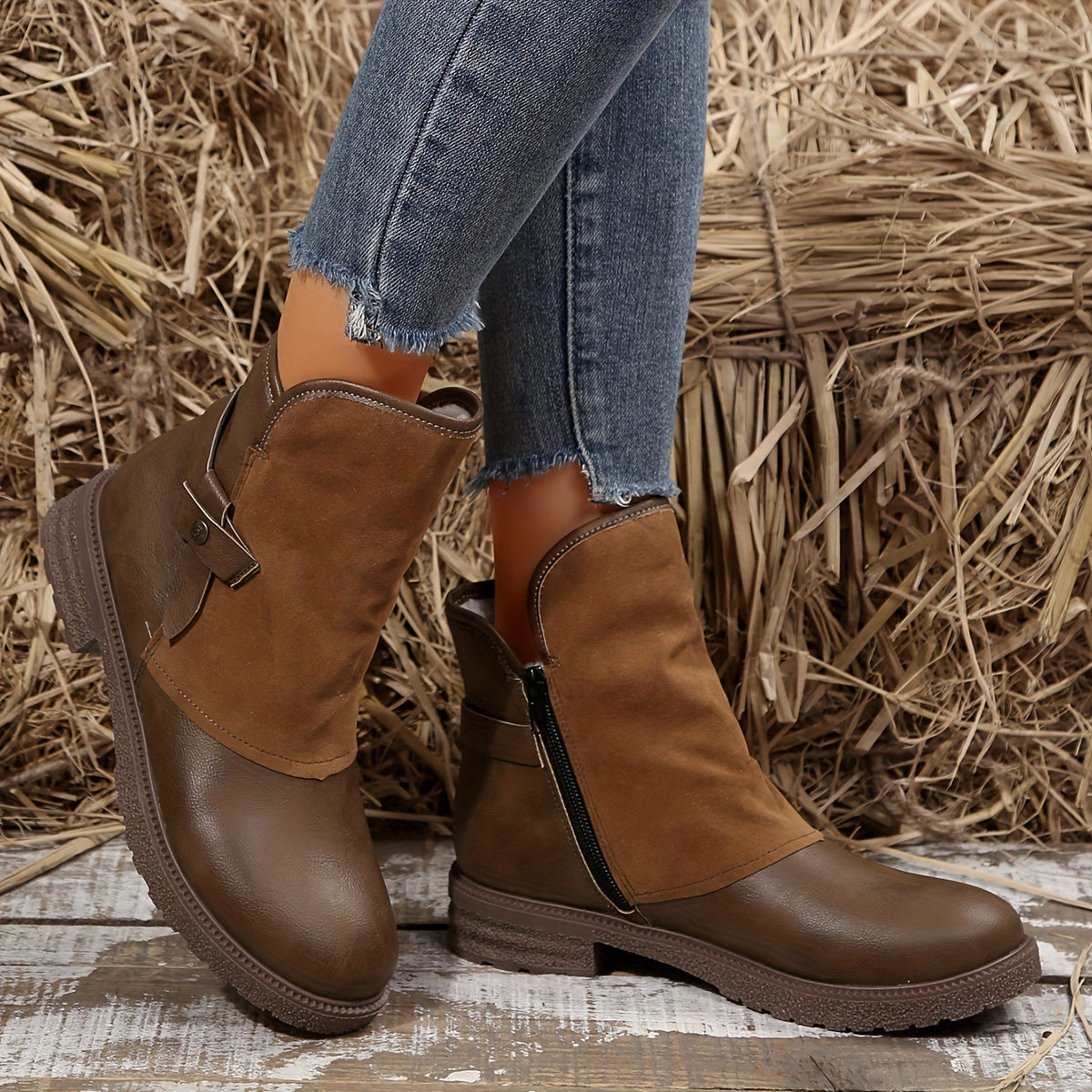 Women's Winter Thermal Fleece Lined Ankle Boots With Zipper