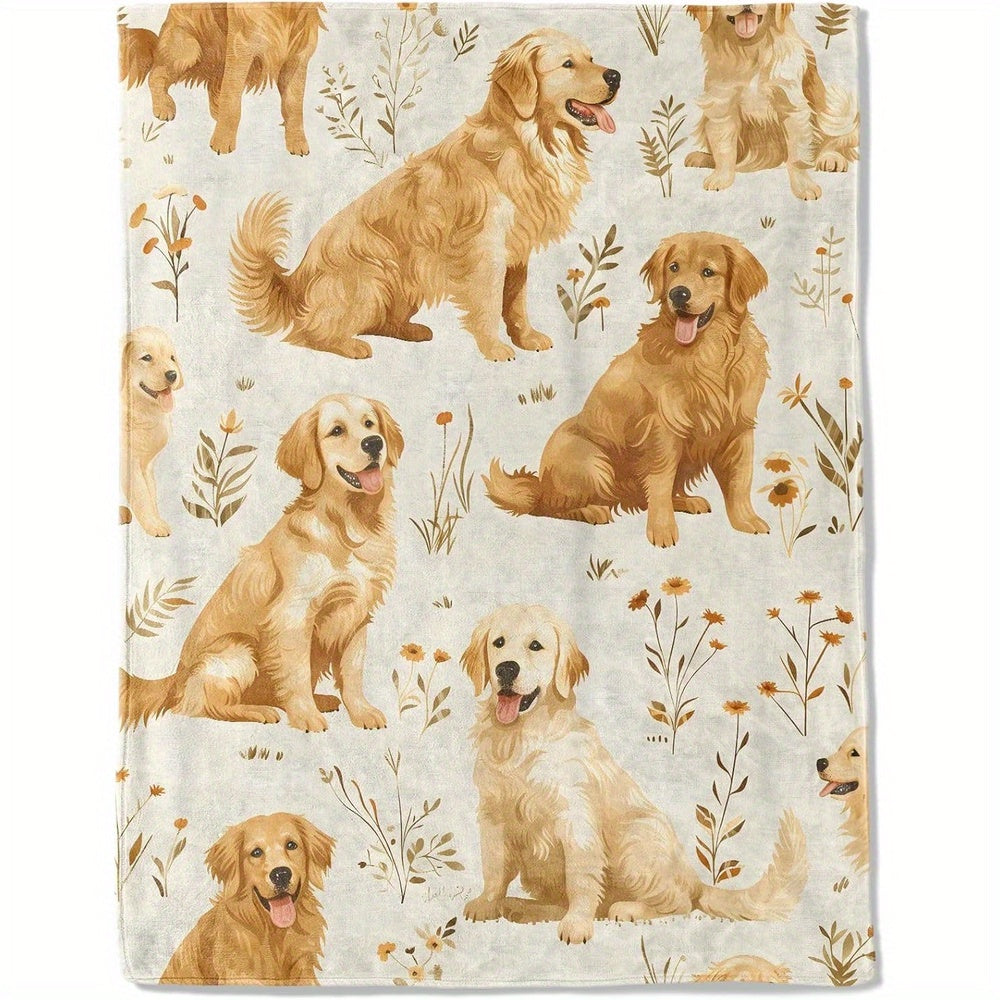 Golden Retriever Flannel Throw Blanket by Luxurious Comfort