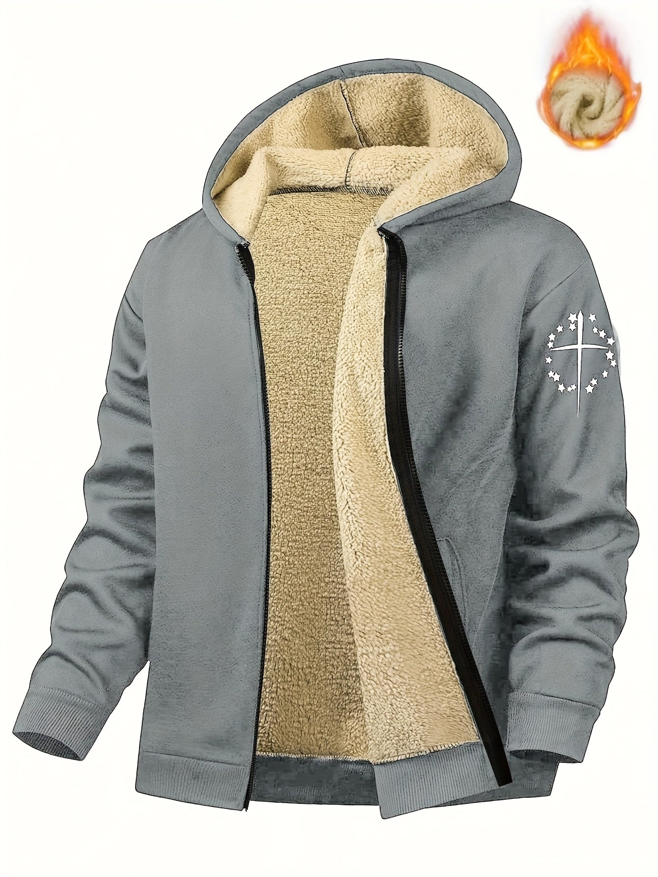 Men's Casual Print Fleece Jacket by Whiskers Workouts Wears