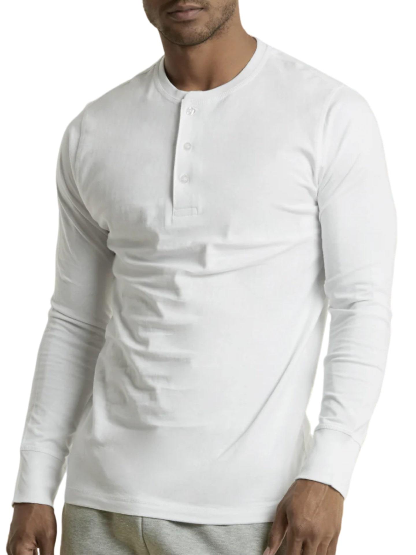 Mangodeal 2 Pack Mens Henley Long Sleeve Cotton Shirts