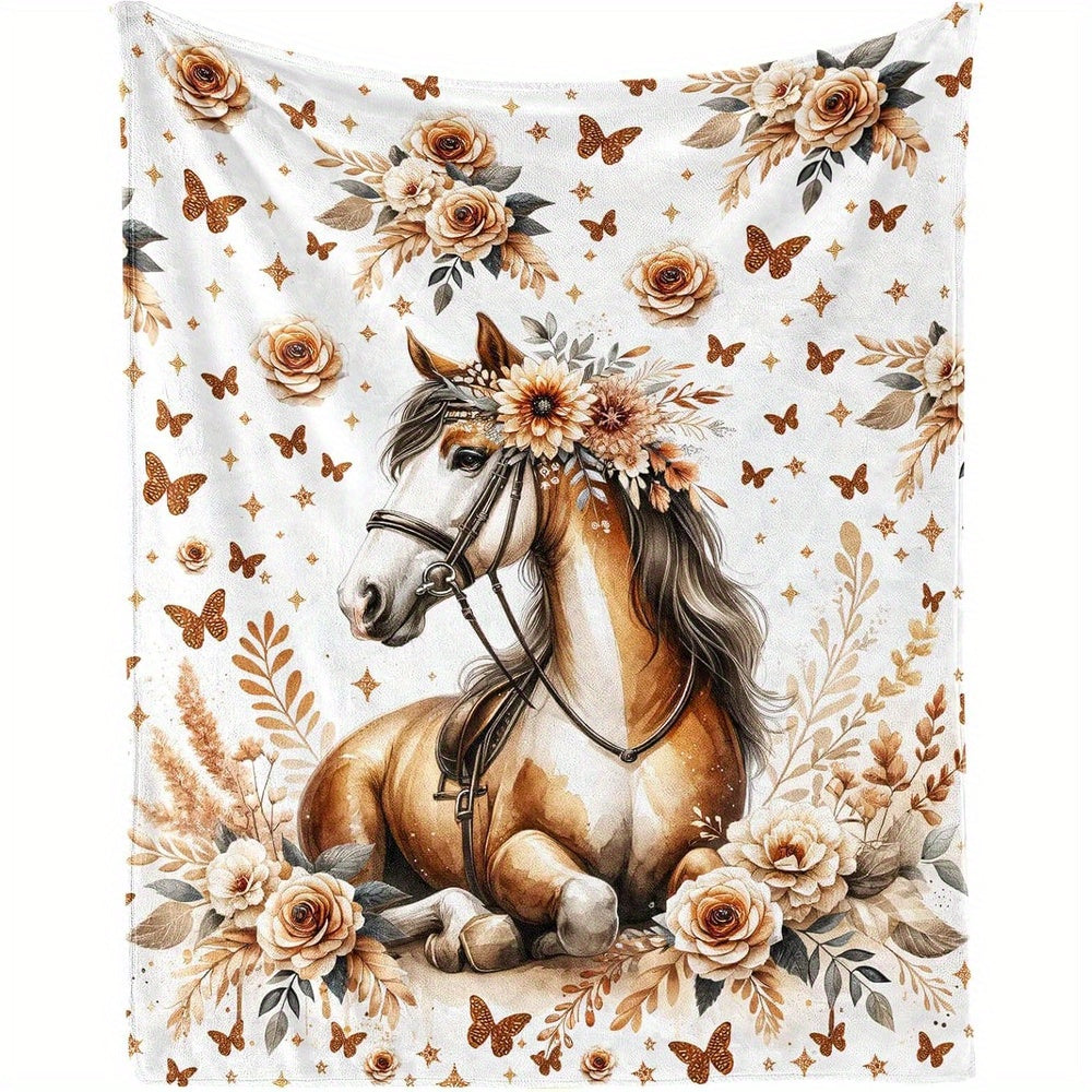 Horse Flannel Throw Blanket by Cool Horse Design