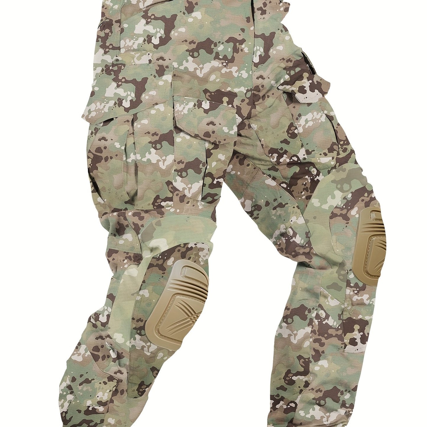 Mens Camo Tactical Cargo Pants With Removable Knee Pads