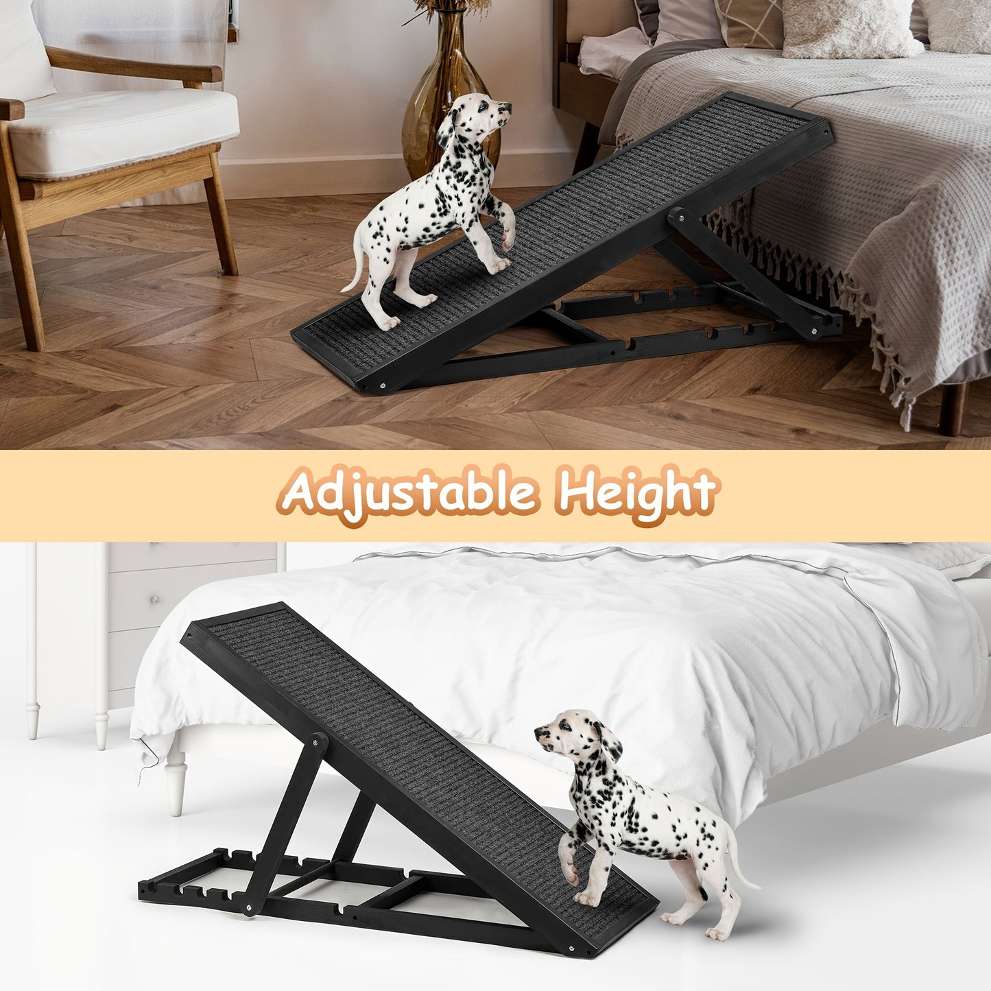 Adjustable Pet Ramp for Dogs and Cats Folding Stairs