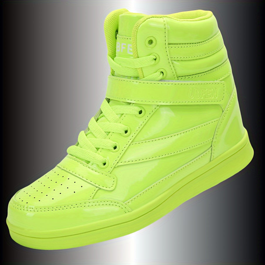 Retro High Top Sneakers With Hidden Wedge Heel Comfort