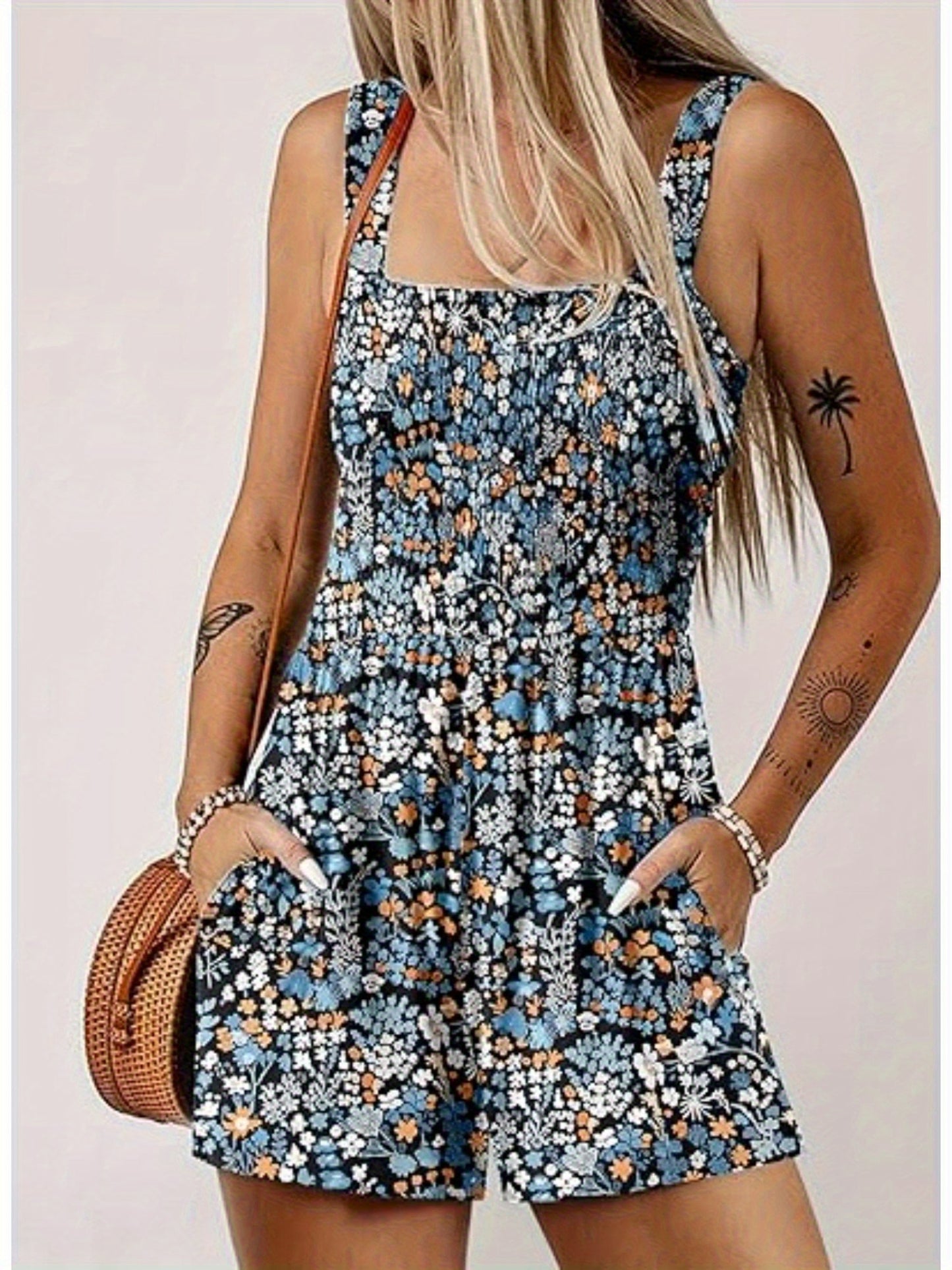 Women's Summer Casual Smocked Romper by Brand Name