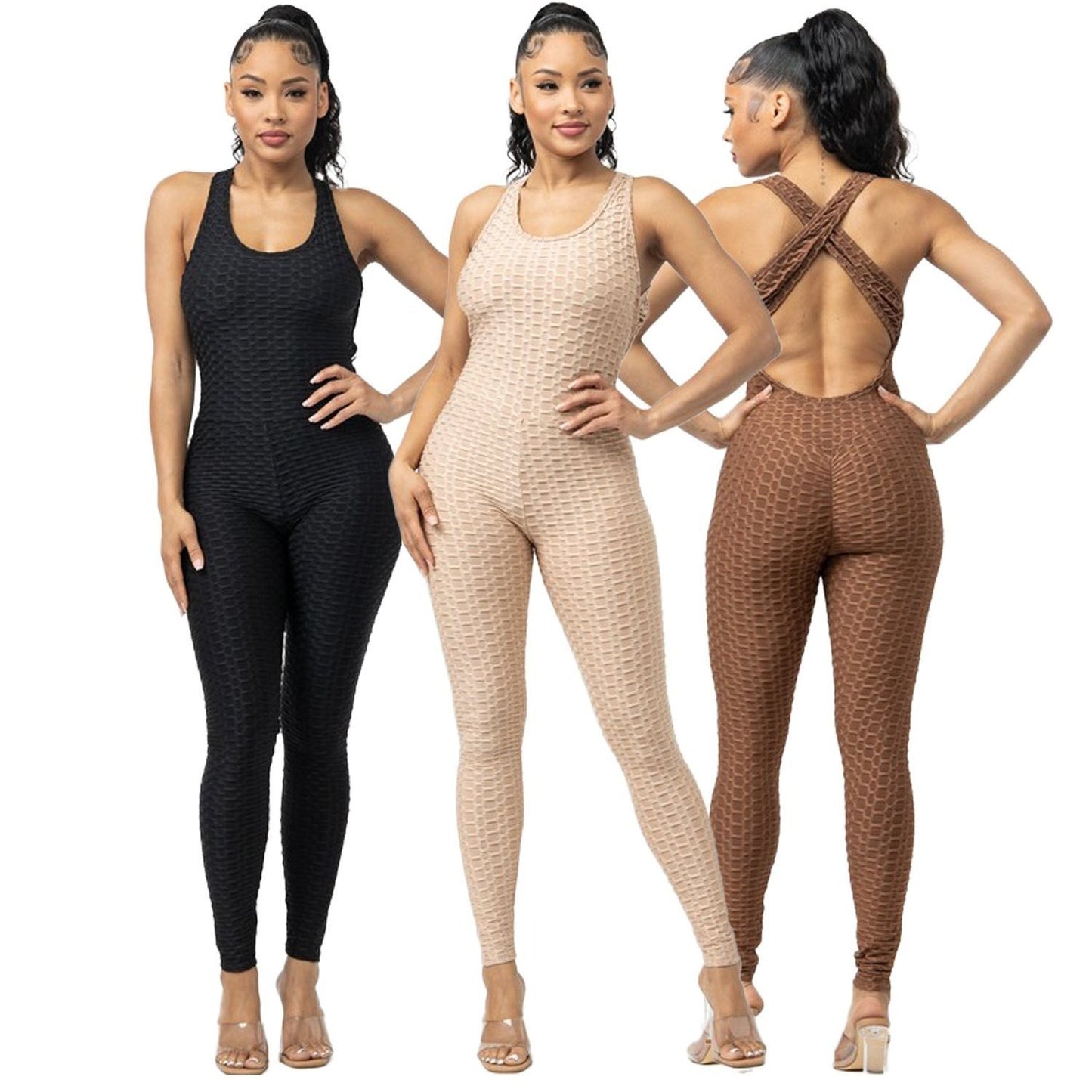 Women's Textured Scrunch Jumpsuit Set by Brand Name