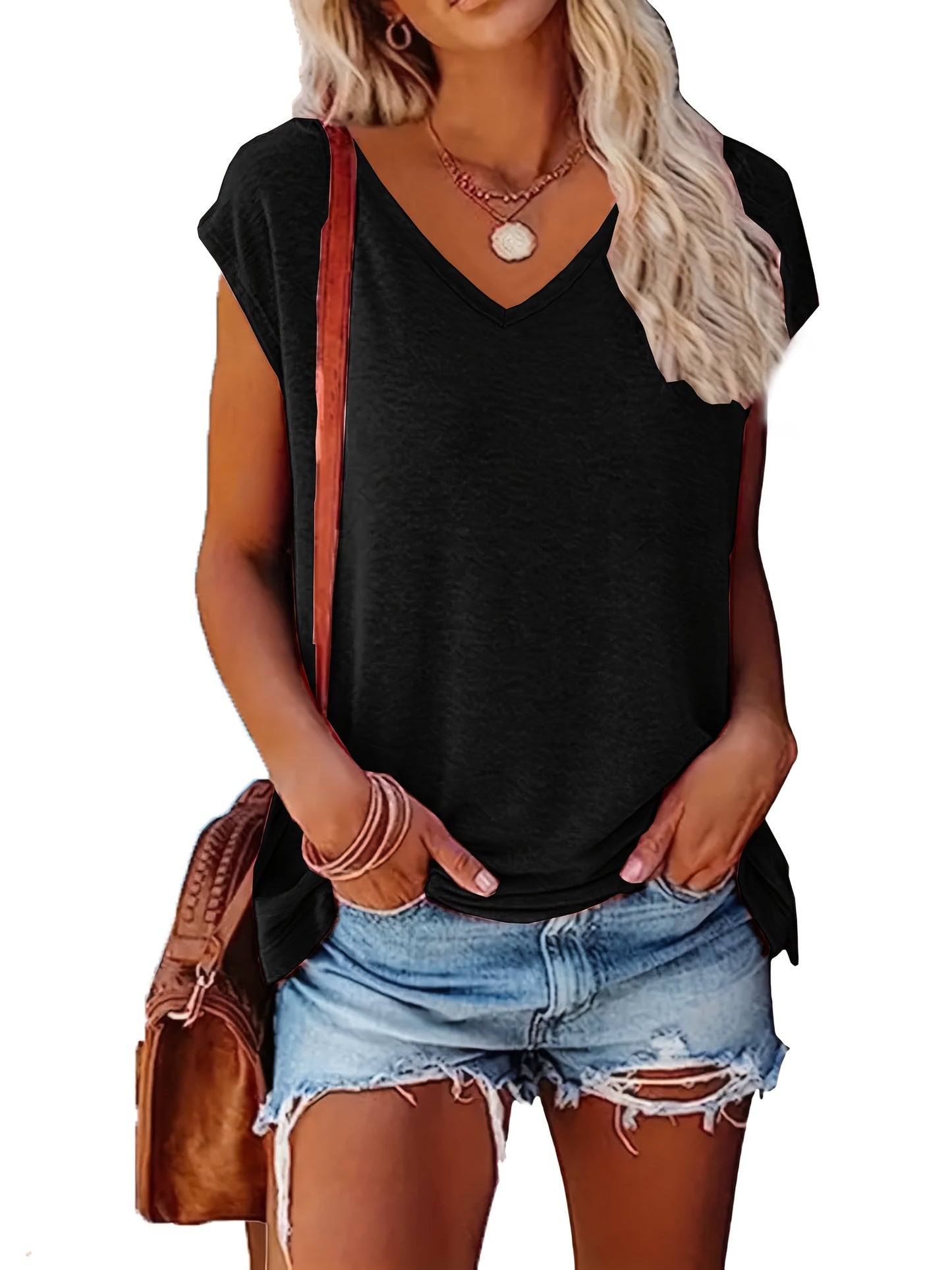 Sinhoon Women's V-Neck T-Shirts 5pcs Casual Fashion Set