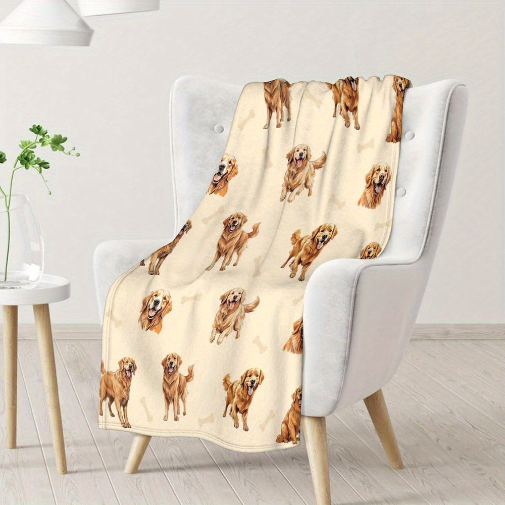 Golden Retriever Flannel Throw Blanket Soft Cozy Design