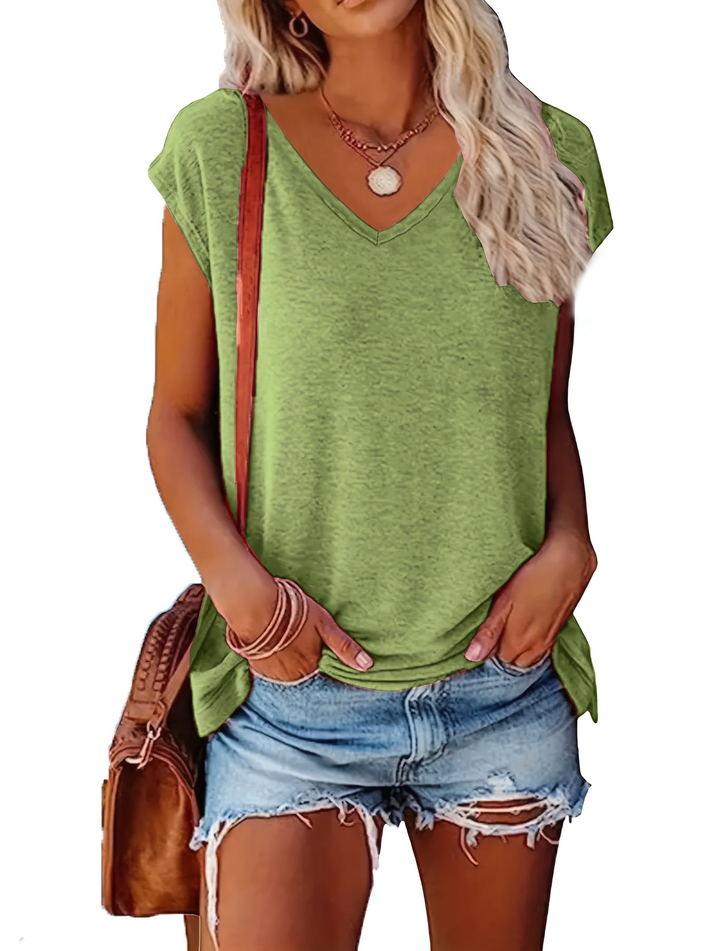 Sinhoon Women's V-Neck T-Shirts 5pcs Casual Fashion Set