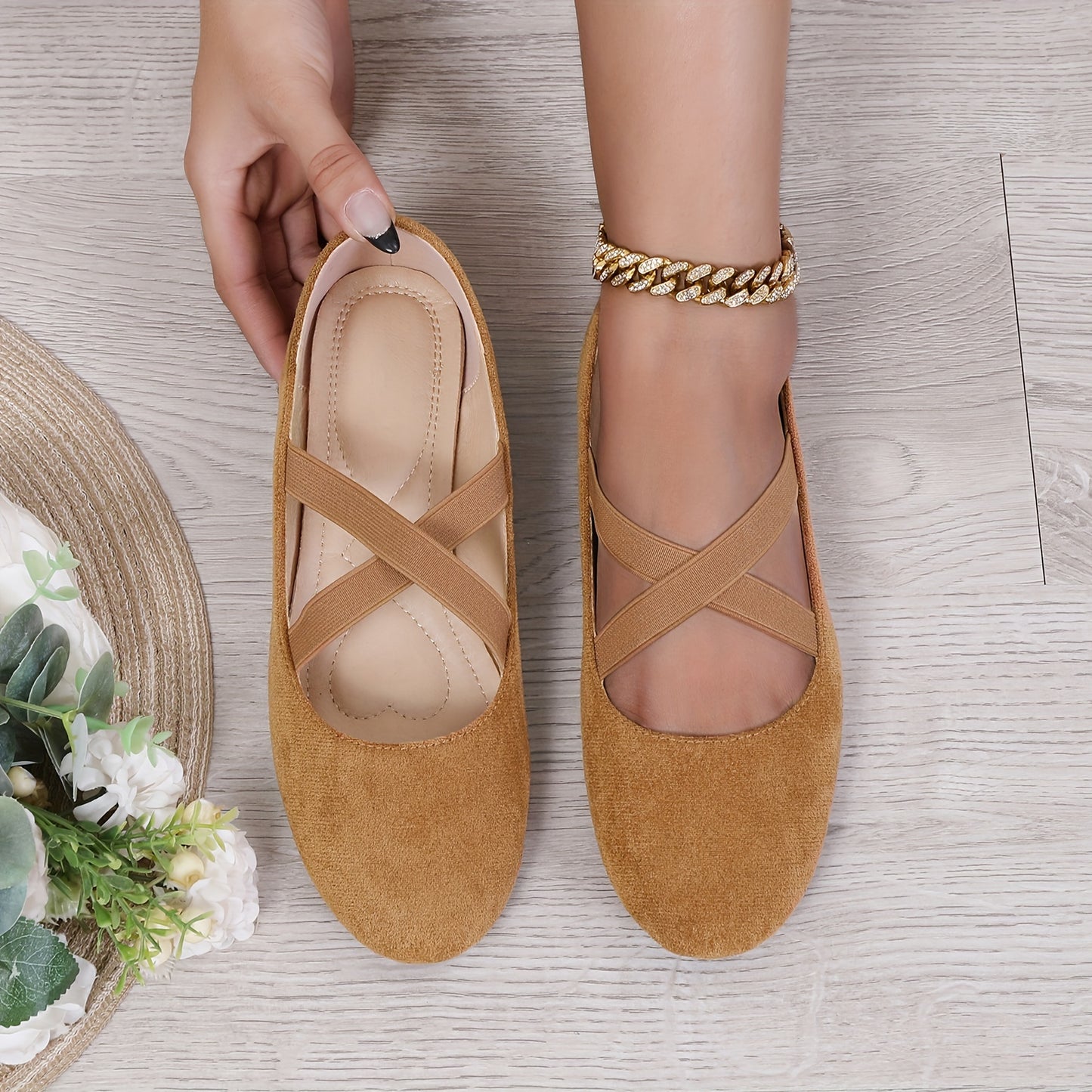 Ultra Comfortable Crisscross Ballet Flats Slip On Shoes