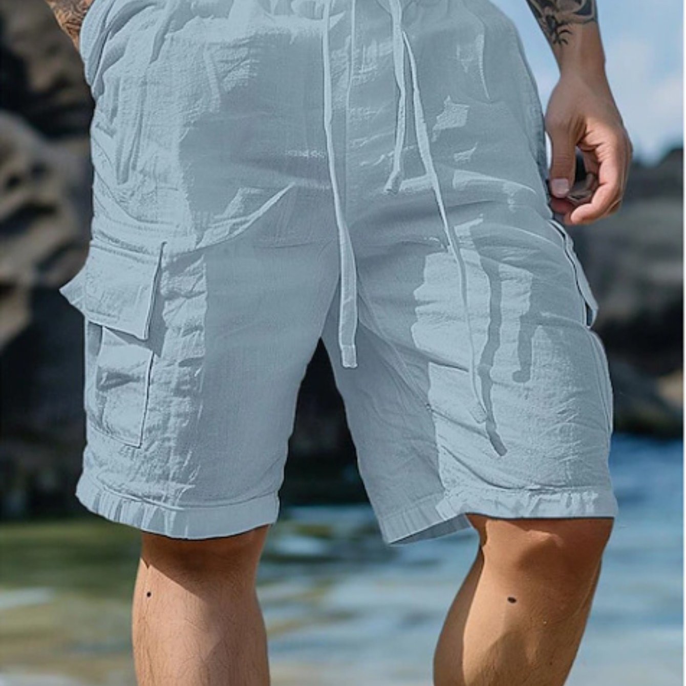 Men's Lightweight Cotton Beach Casual Shorts by Brand