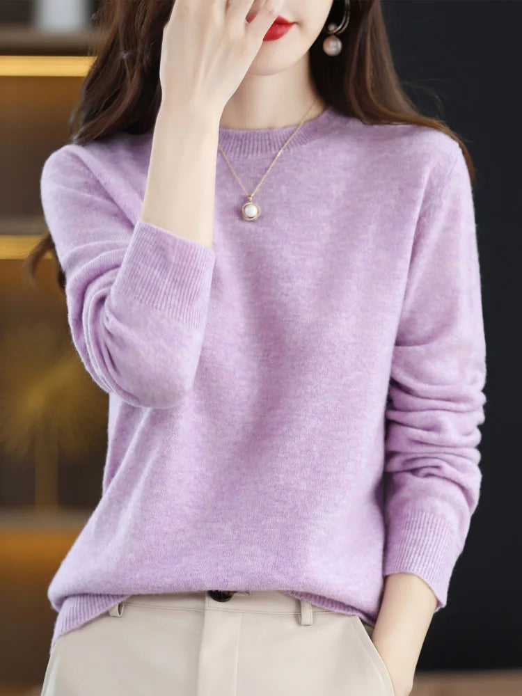 Addonee Merino Wool Cashmere Knit Pullover For Women
