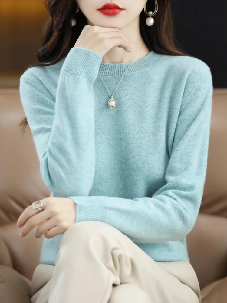 Addonee Merino Wool Cashmere Knit Pullover For Women