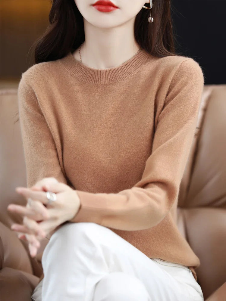 Addonee Merino Wool Cashmere Knit Pullover For Women