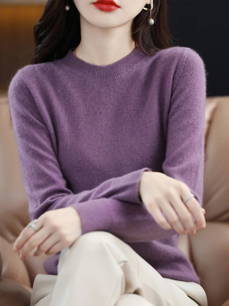 Addonee Merino Wool Cashmere Knit Pullover For Women