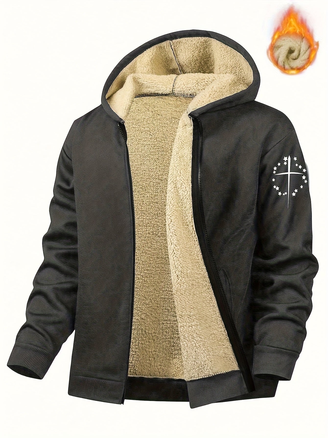 Men's Casual Print Fleece Jacket by Whiskers Workouts Wears