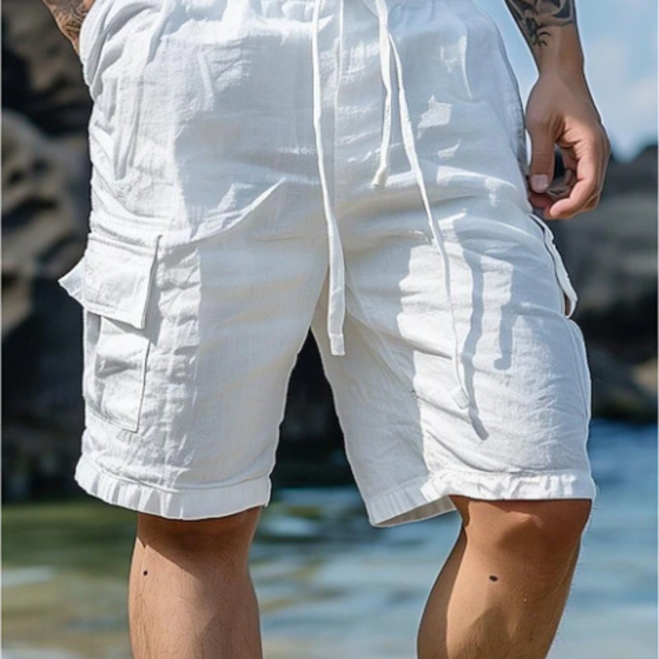 Men's Lightweight Cotton Beach Casual Shorts by Brand