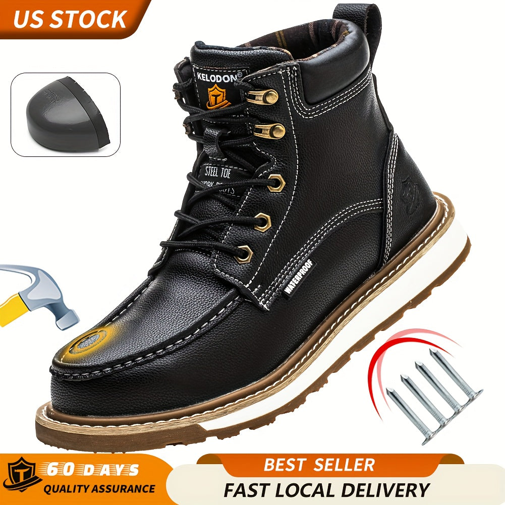 TAERGU HighGradeSteel Toe Boots Men Moc Toe Non Slip Safety
