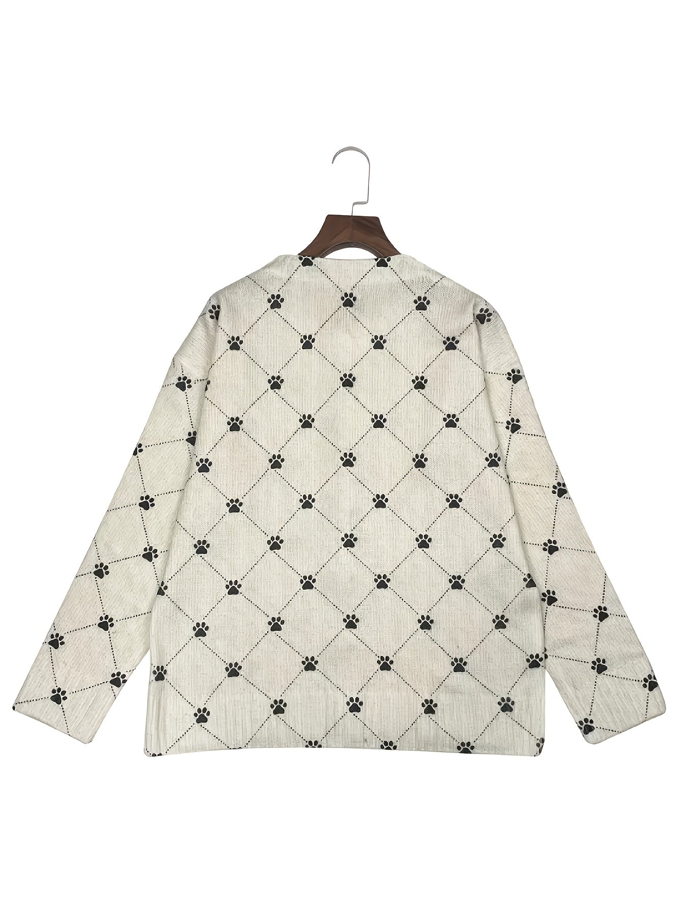 Women's 3D Print Cute Animal Paw Prints Geometric Cardigan