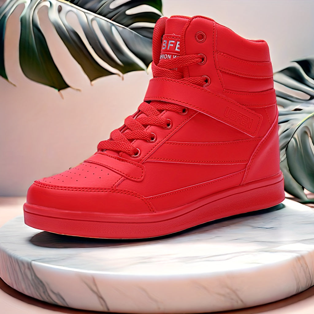 Retro High Top Sneakers With Hidden Wedge Heel Comfort