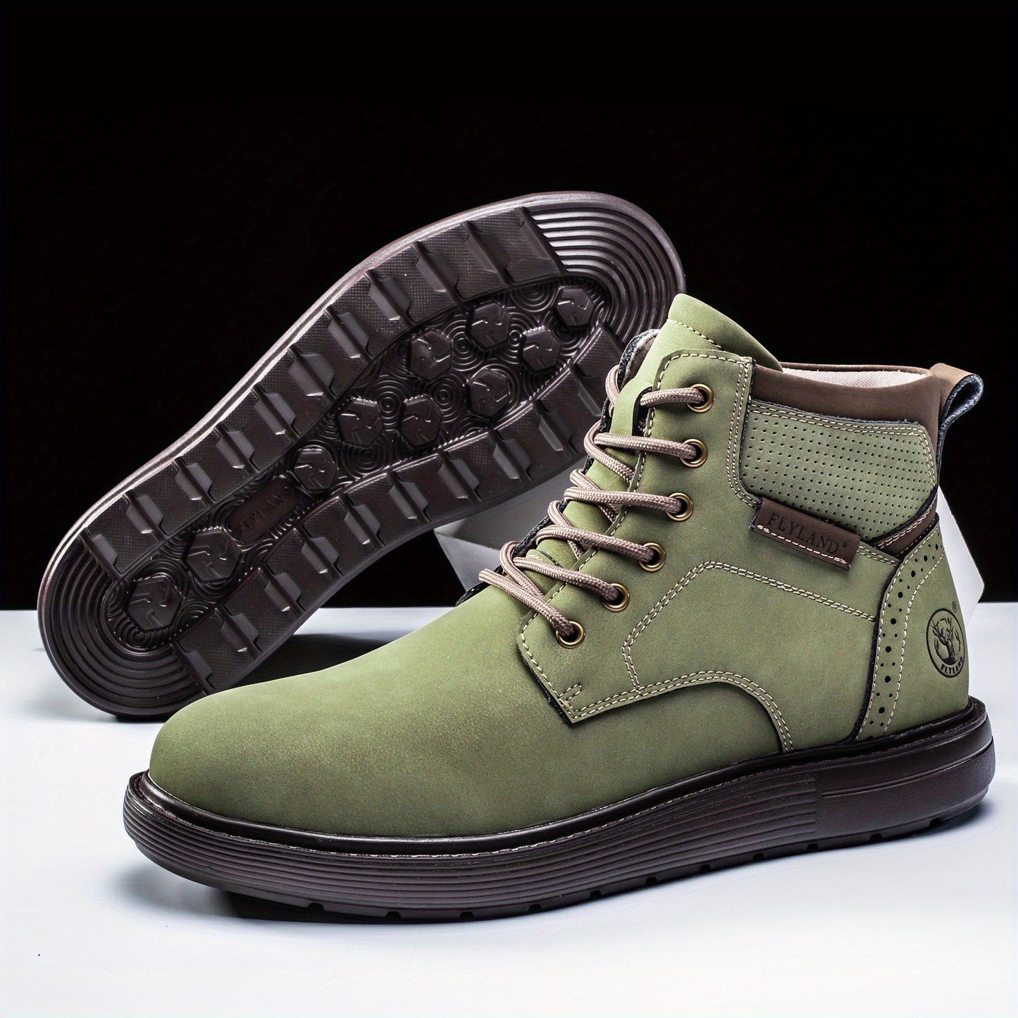 Flyland Mens Chukka Boots Vintage Genuine Leather Office