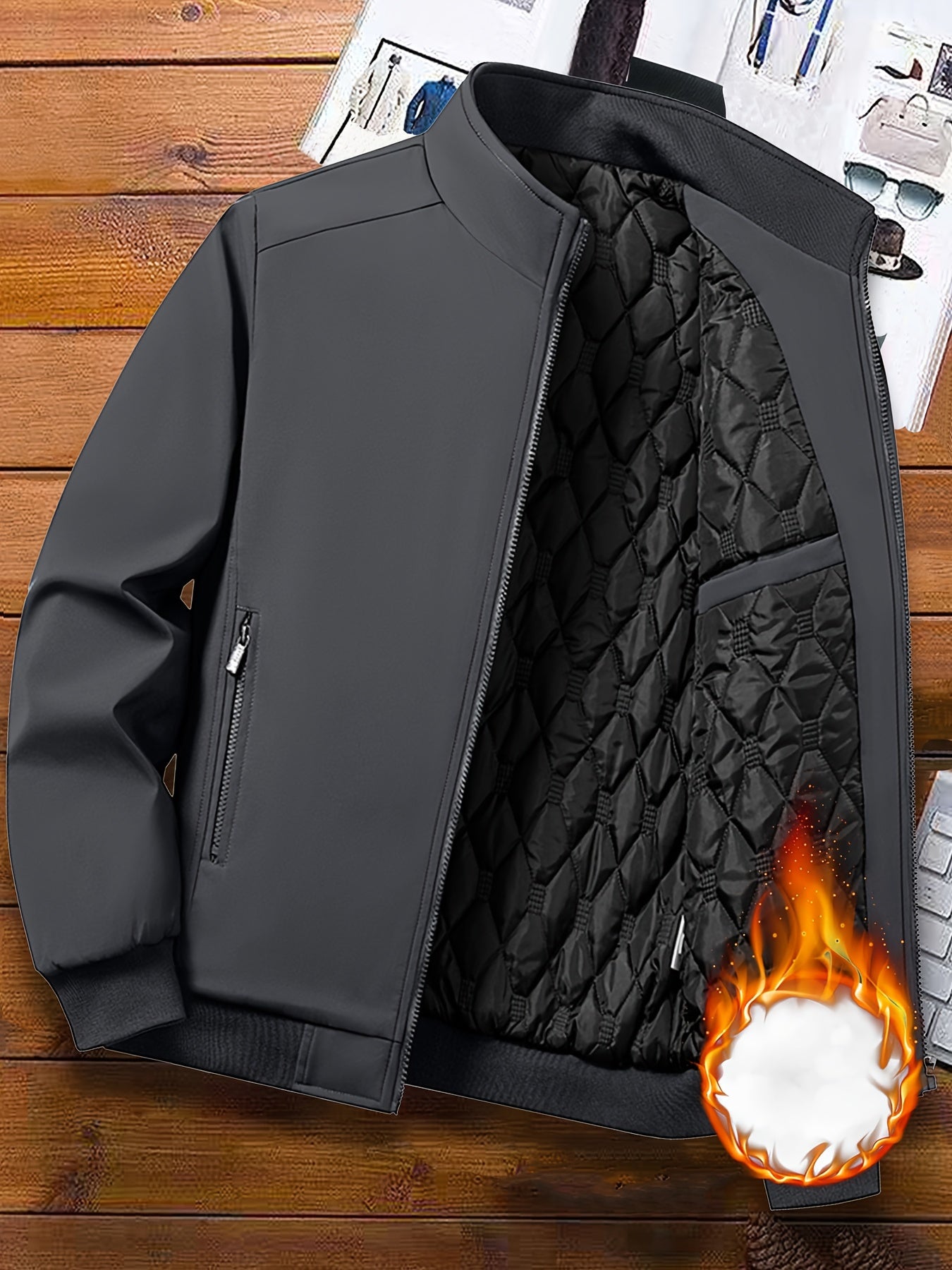 Whiskers Workouts Wears Warm Quilted Men's Windbreaker Jacket