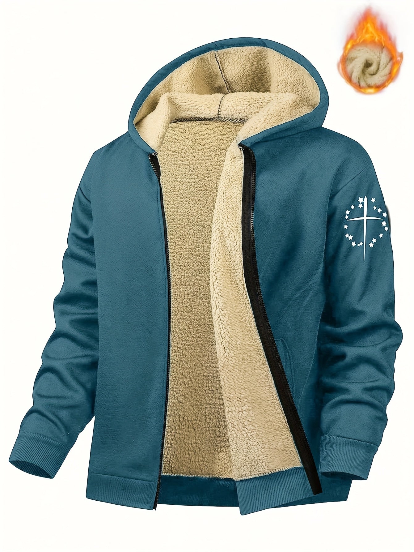Men's Casual Print Fleece Jacket by Whiskers Workouts Wears