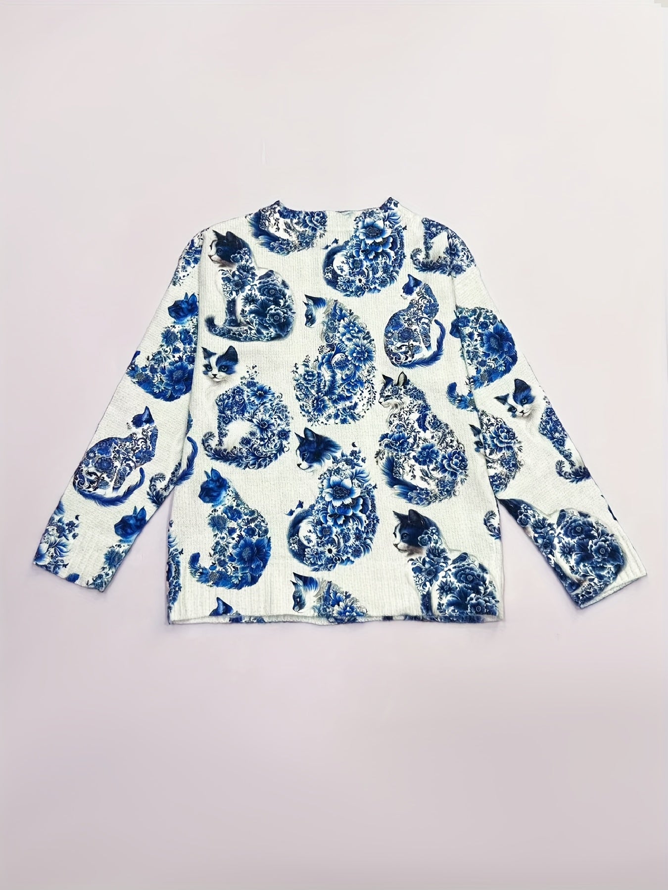 Women's Cat Print Cardigan With Button Detail Lightweight