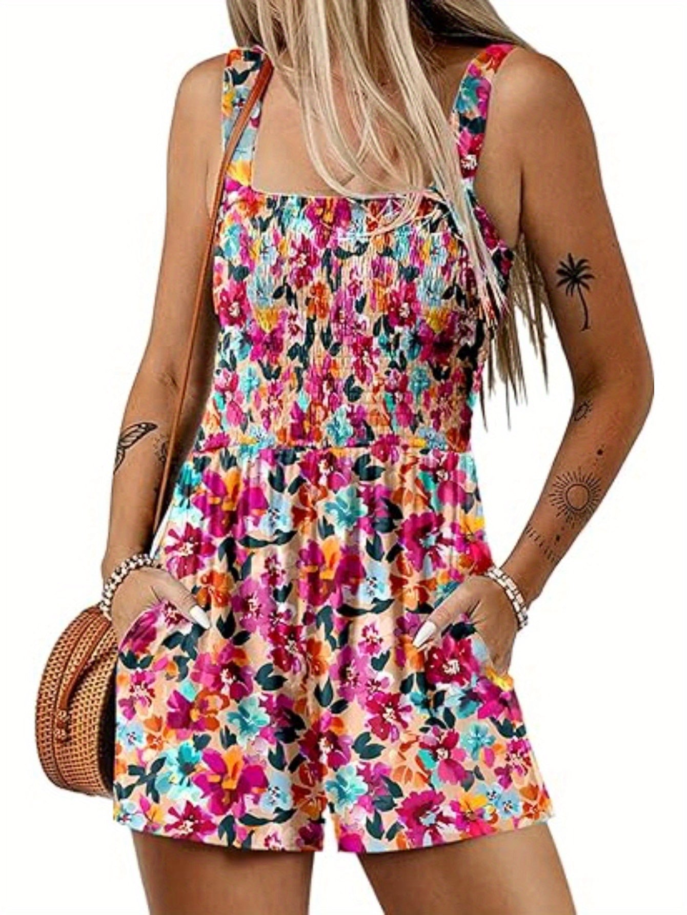 Women's Summer Casual Smocked Romper by Brand Name