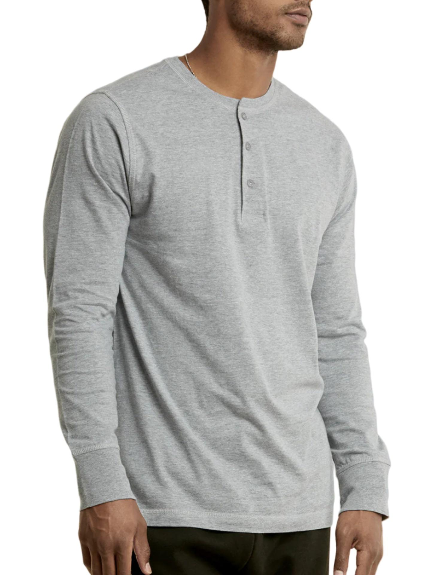 Mangodeal 2 Pack Mens Henley Long Sleeve Cotton Shirts