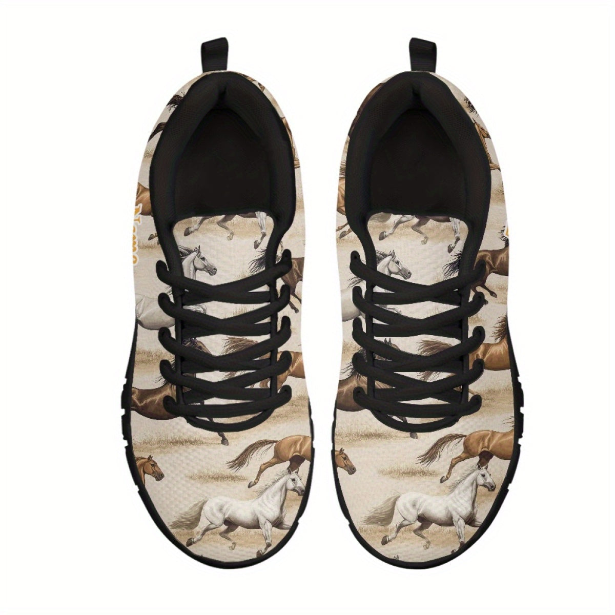 Custom Western Horse Print Sneakers With Personalized TEX